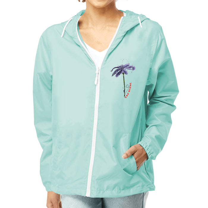 Purple flower - Unisex Lightweight Windbreaker Full-Zip Jacket