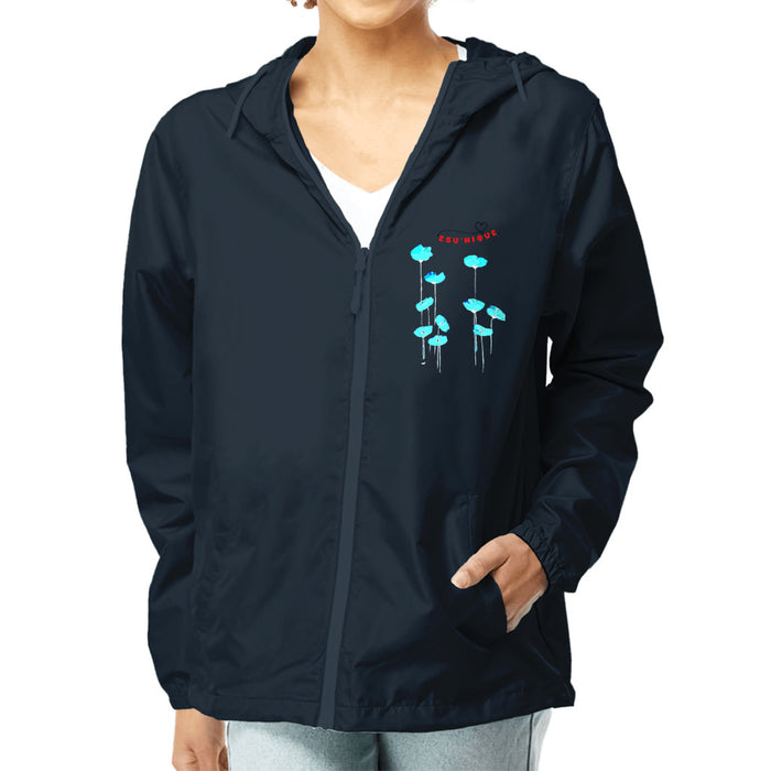 Blue Poppies - Unisex Lightweight Windbreaker Full-Zip Jacket